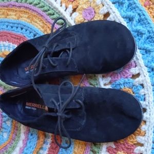 Merrell Black Suede Leather lace up flats